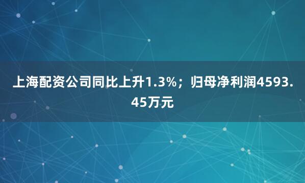 上海配资公司同比上升1.3%；归母净利润4593.45万元